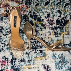 Ann Taylor Gold Sparkly Glitter Heels Size 8 Like New